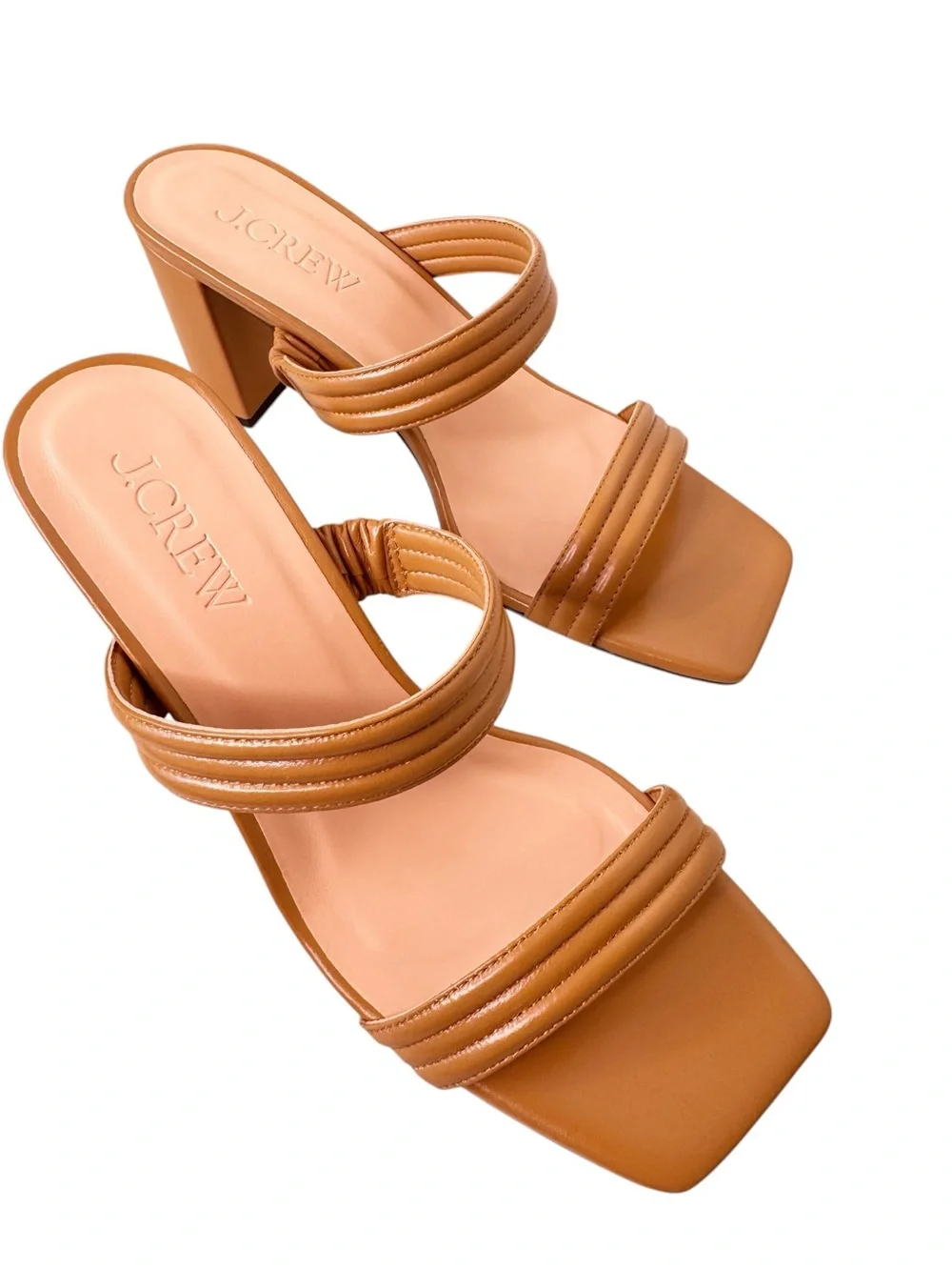J. CREW NEW in BOX Leather Two Strap Heeled Sandal Size 8.5 in Sand Castle